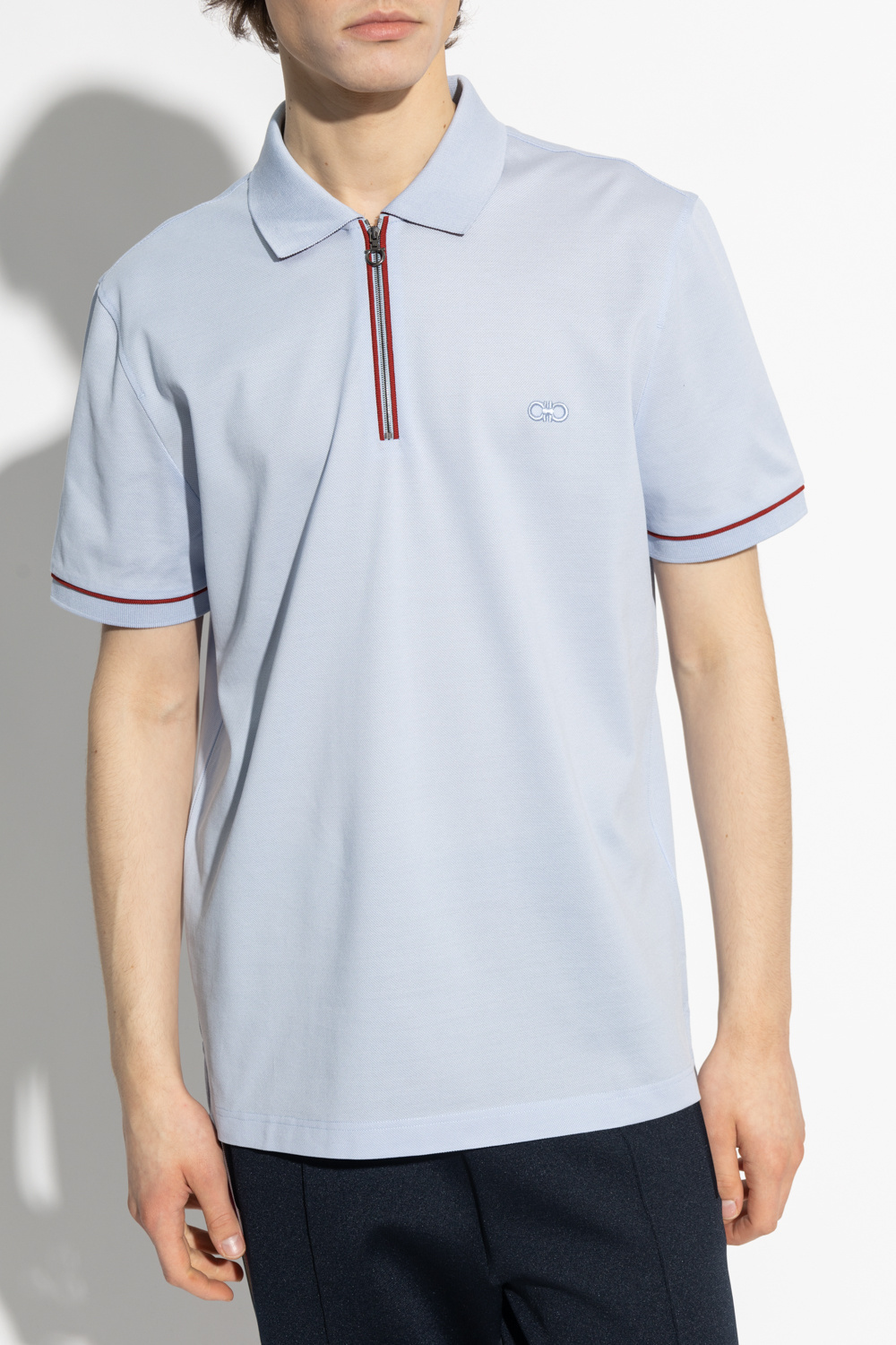 Ferragamo Lapel Polo Shirt In White