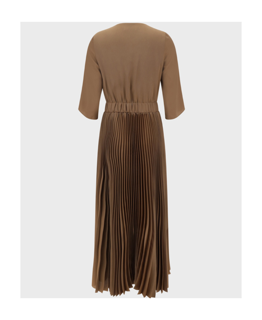 Fabiana Filippi Pleated Effect V-neck Long Dress In Brown