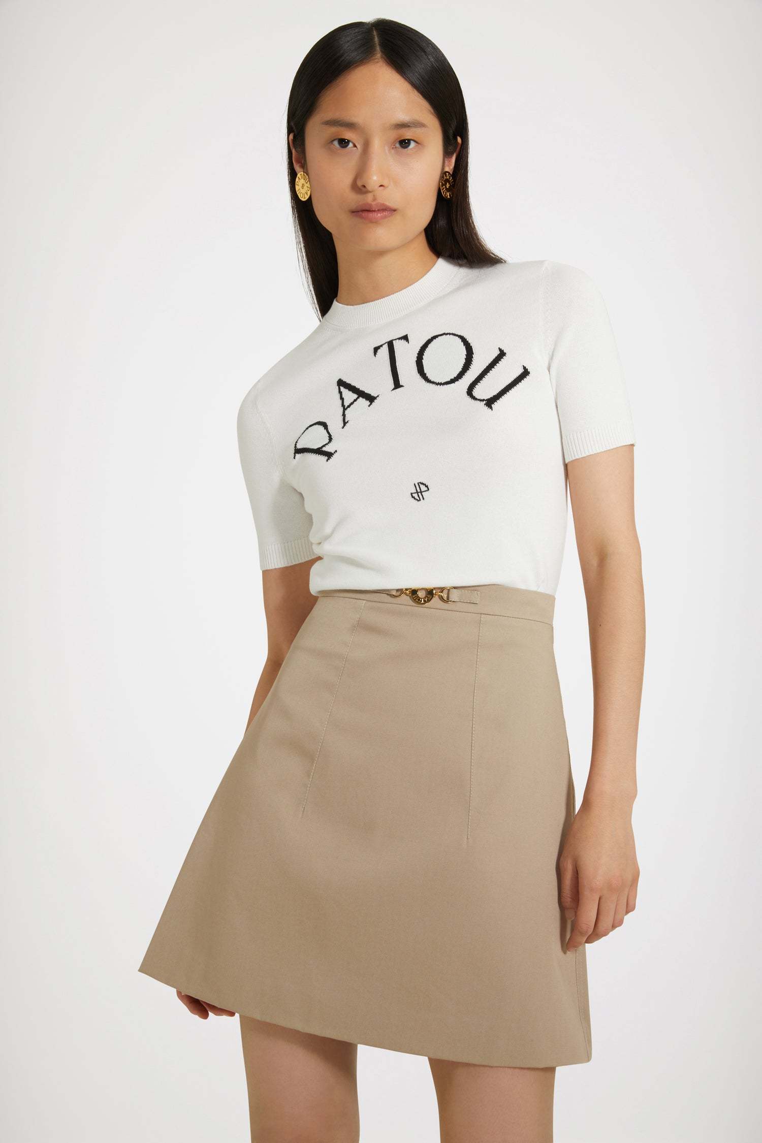 Patou White Logo-jacquard Knitted Top In White