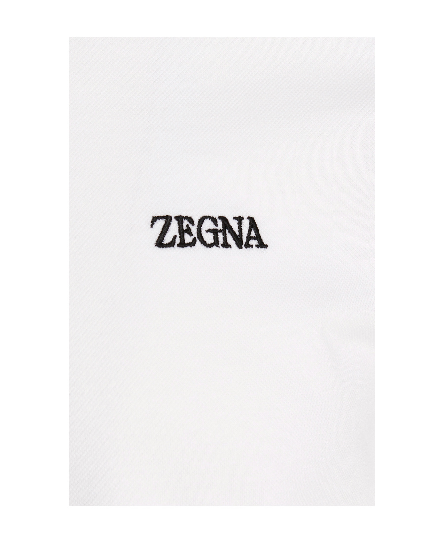 Shop Zegna Embroidered-logo Polo Collar In White