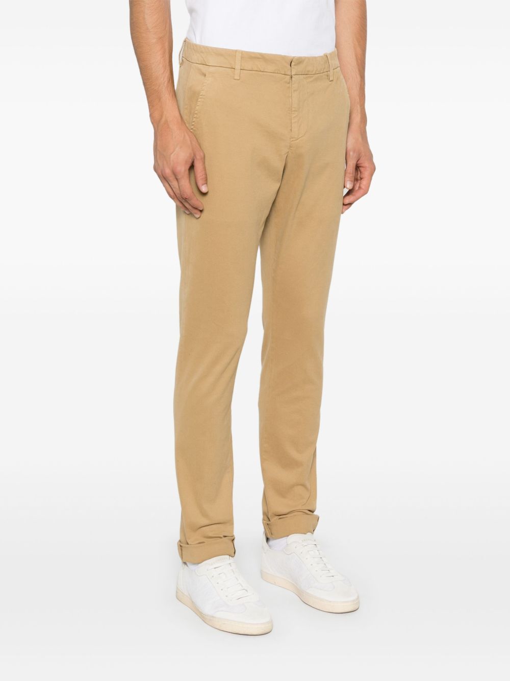 Dondup Cotton Chino Trousers With Roll-up Cuffs In Brown