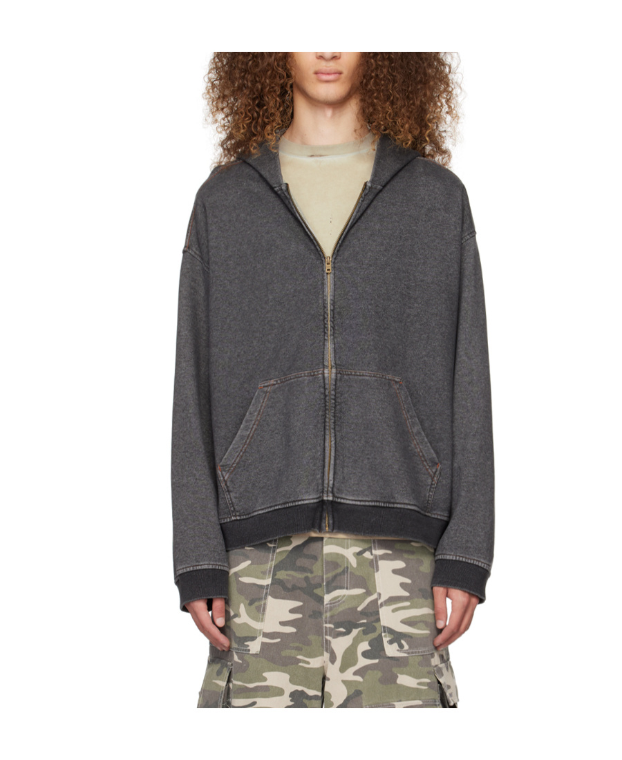WE11 DONE ZIP-UP DENIM HOODIE