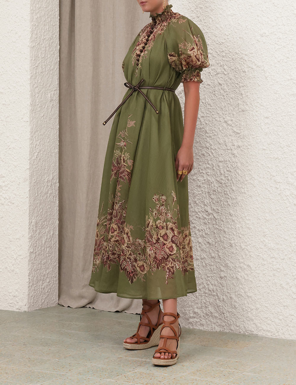 Shop Zimmermann Floral Pattern Dress In Green