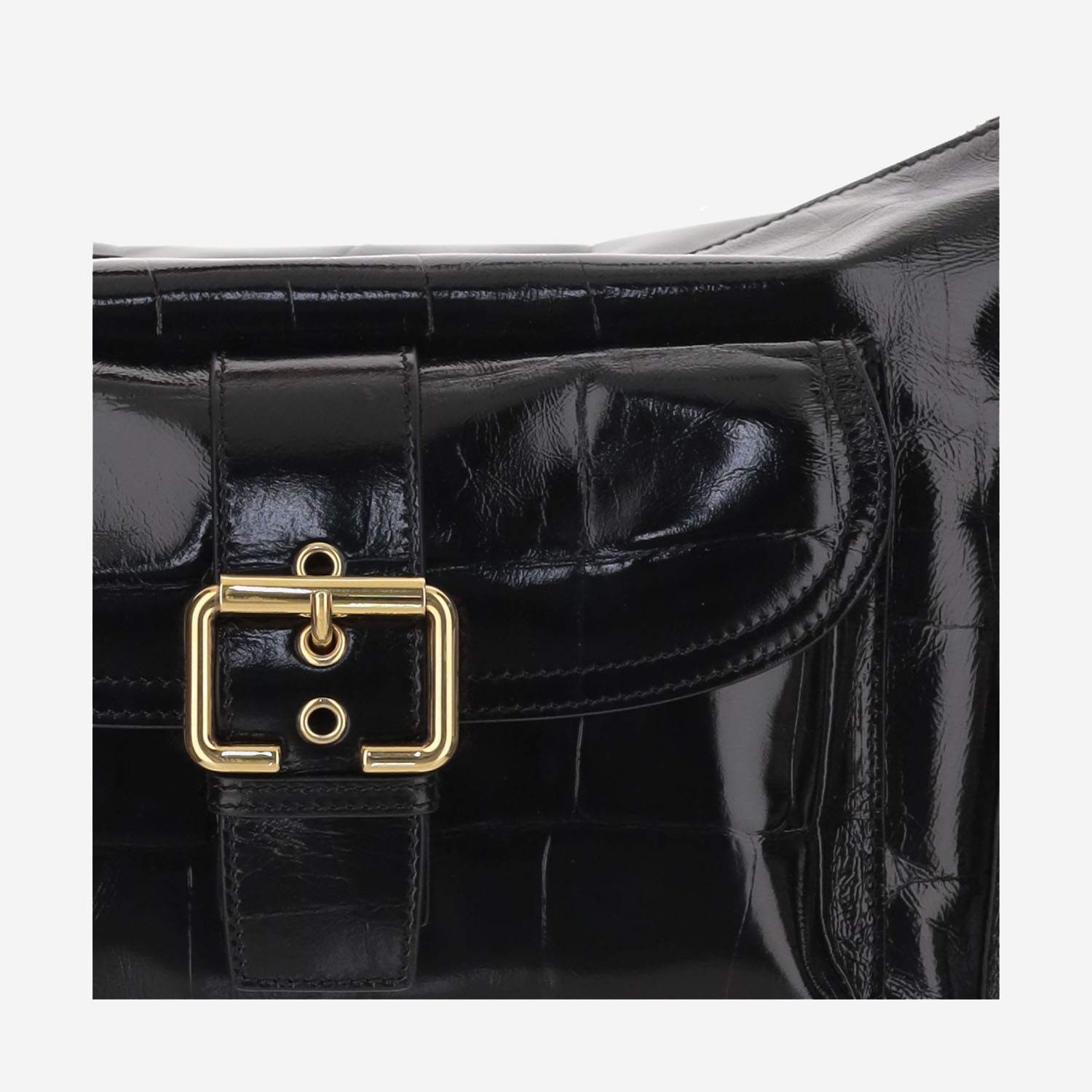 Chloé Shiny Leather Camera Bag In Black