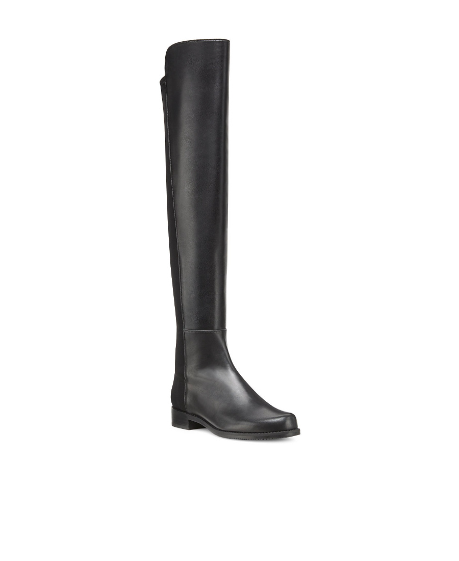 Stuart Weitzman 5050 Knee High Boots In Grey Suede In Black
