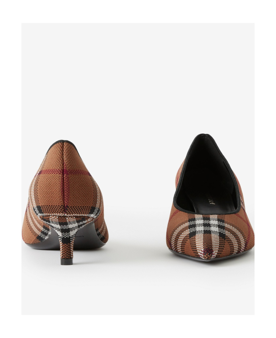 Burberry Checkered Pointed High Heels In Brown