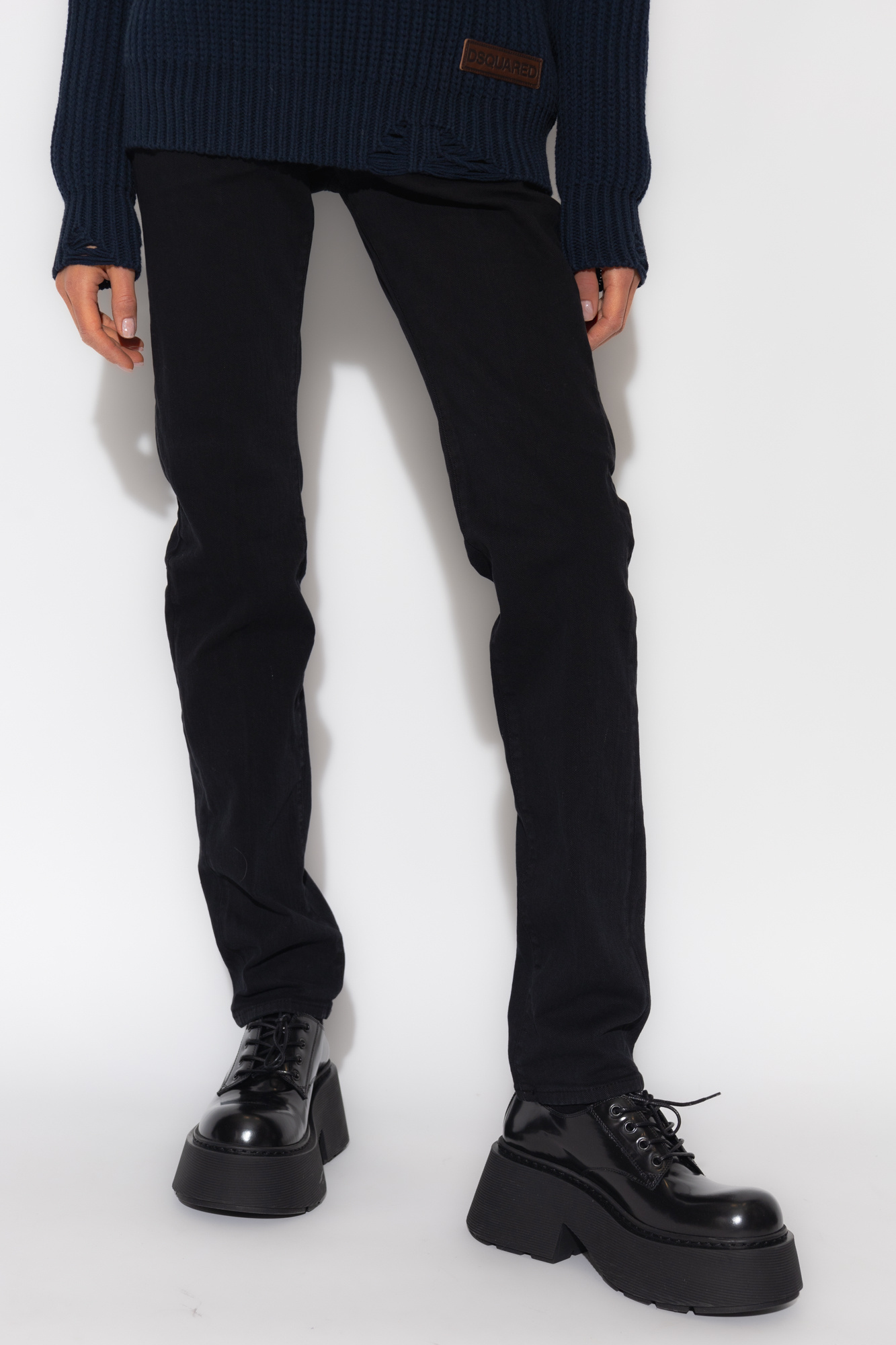 Dsquared2 Logo-patch Straight-leg Jeans In Black