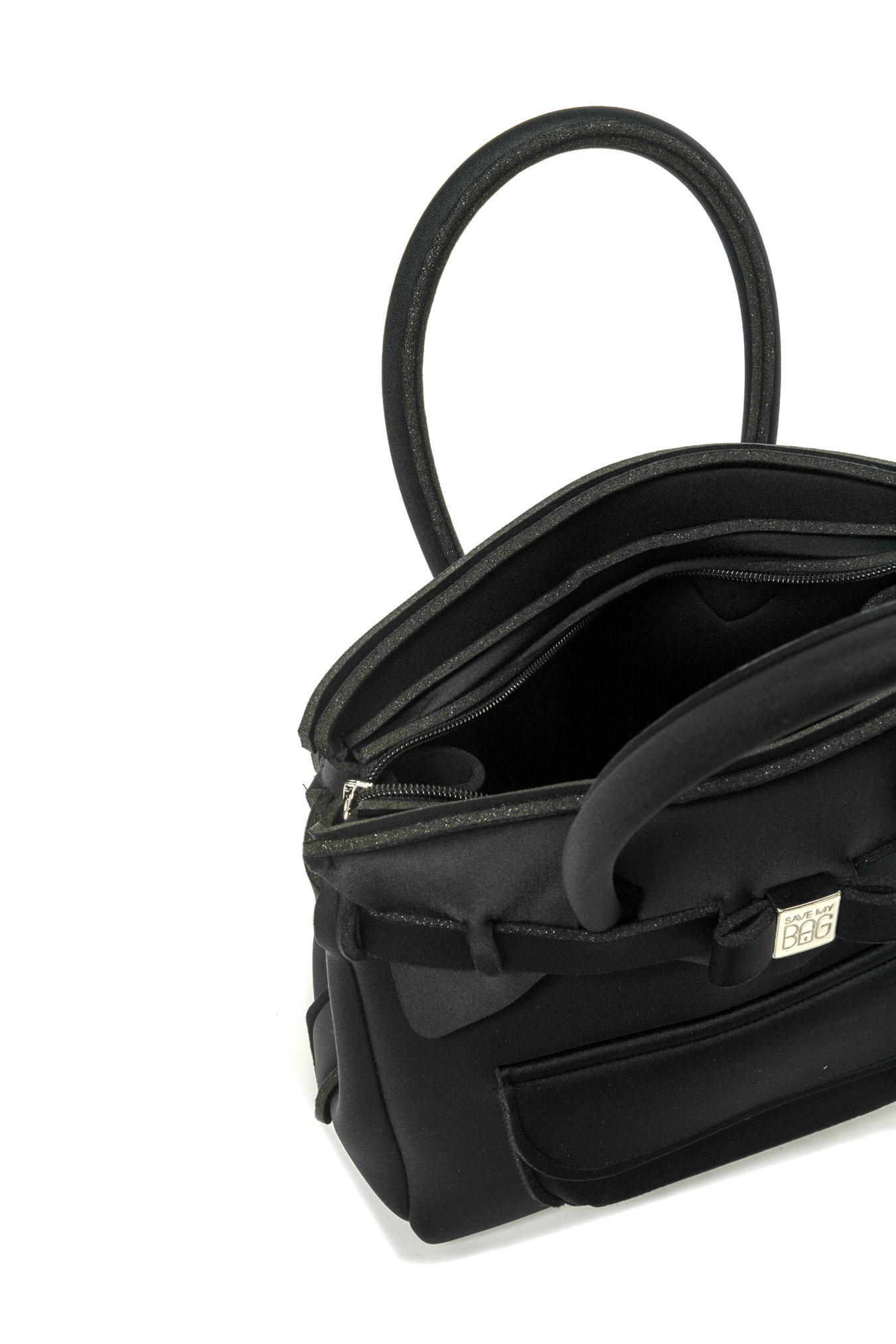 Save My Bag Petite Jumbo Logo Diagonal Backpack In Black