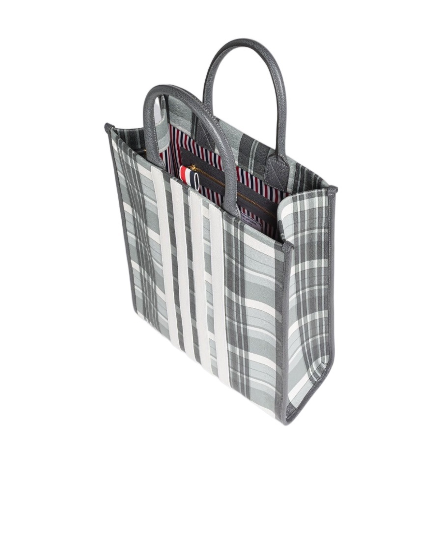 Thom Browne 4-bar Stripe Tote Bag In Gray