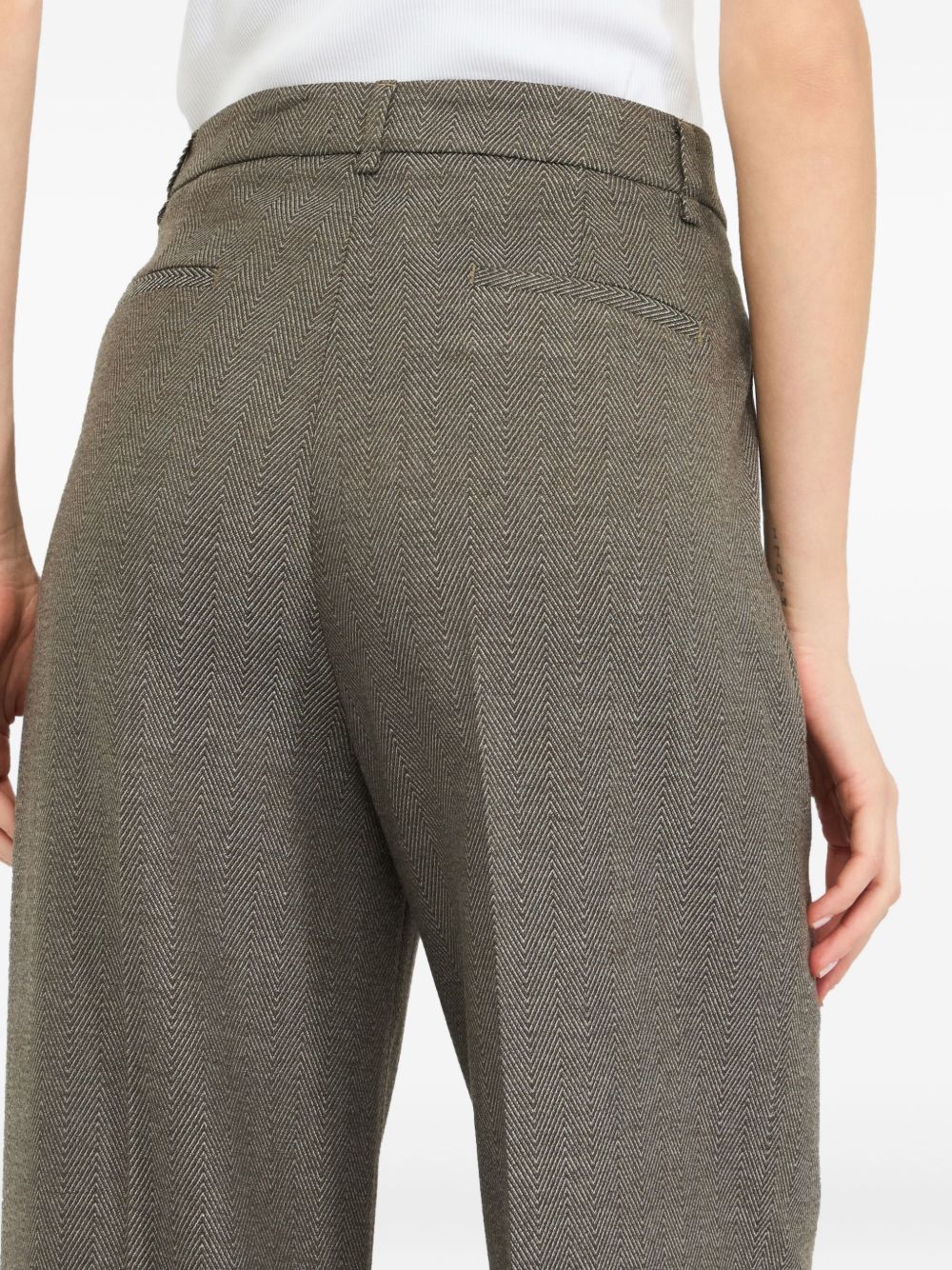 Liu •jo Chevron Pleat Trousers In Gray