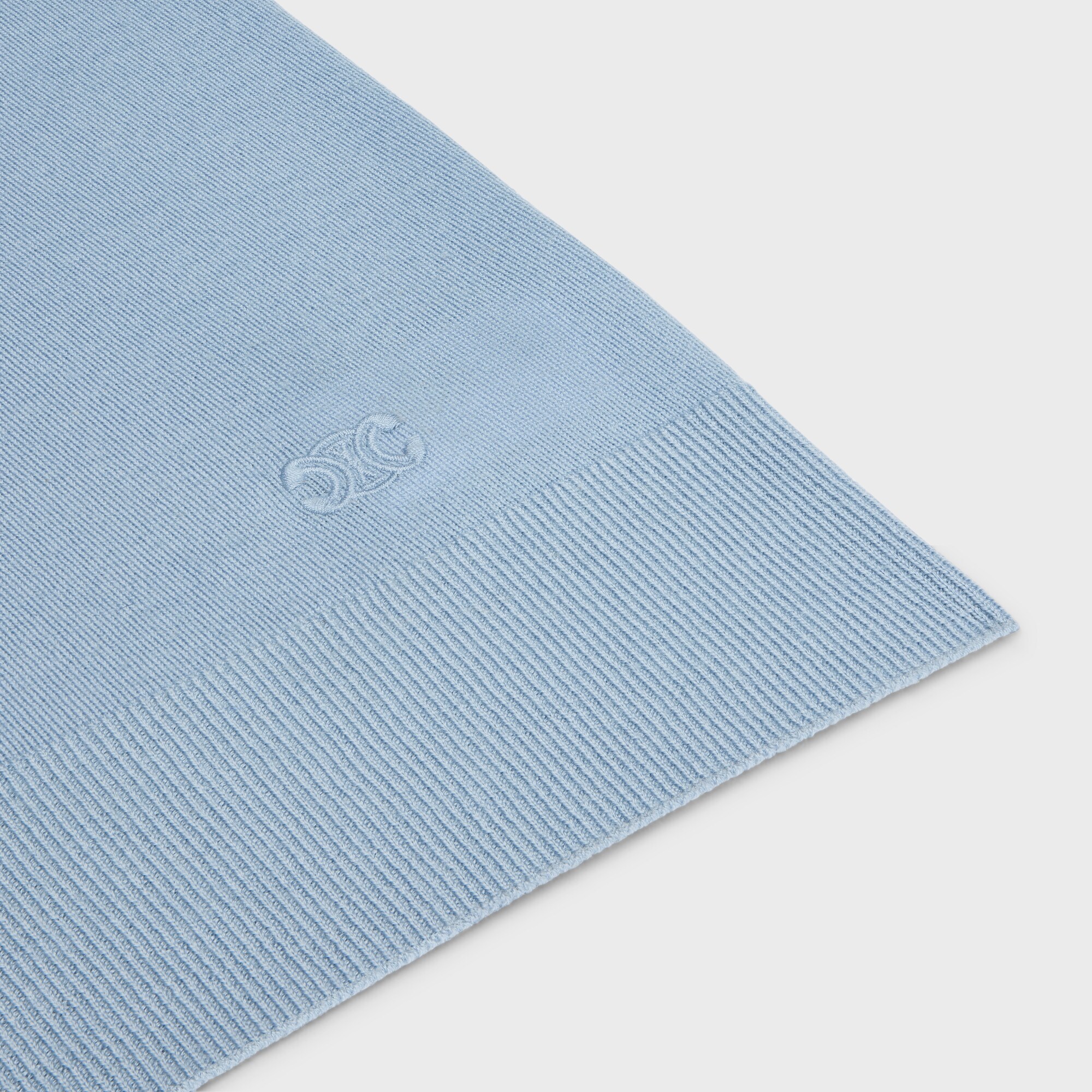Celine Triomphe Crew Neck Sweater In Fine Wool In Light Blue