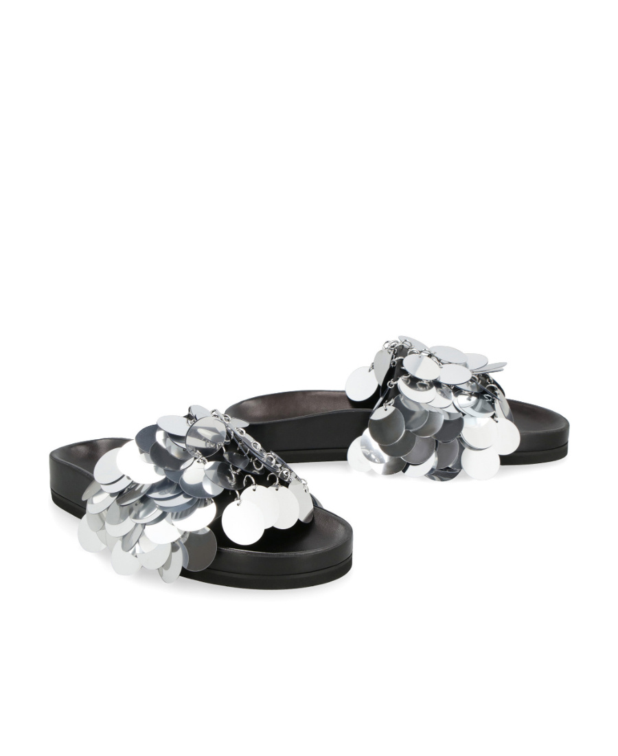 RABANNE SPARKLE DISC-DETAILING SANDALS 