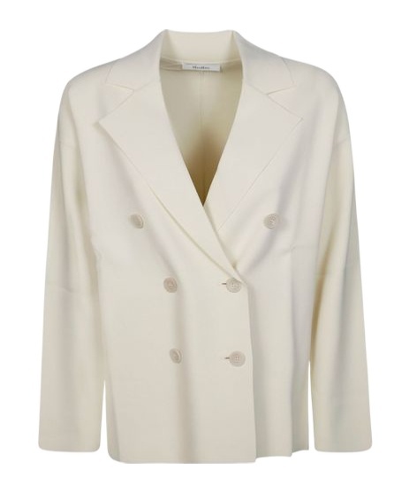 Max Mara Double-breasted Long-sleeved Jacket In White