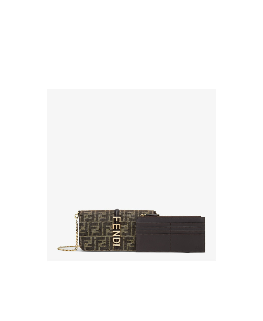 Fendi Brown Ff Fabric Wallet In Brown