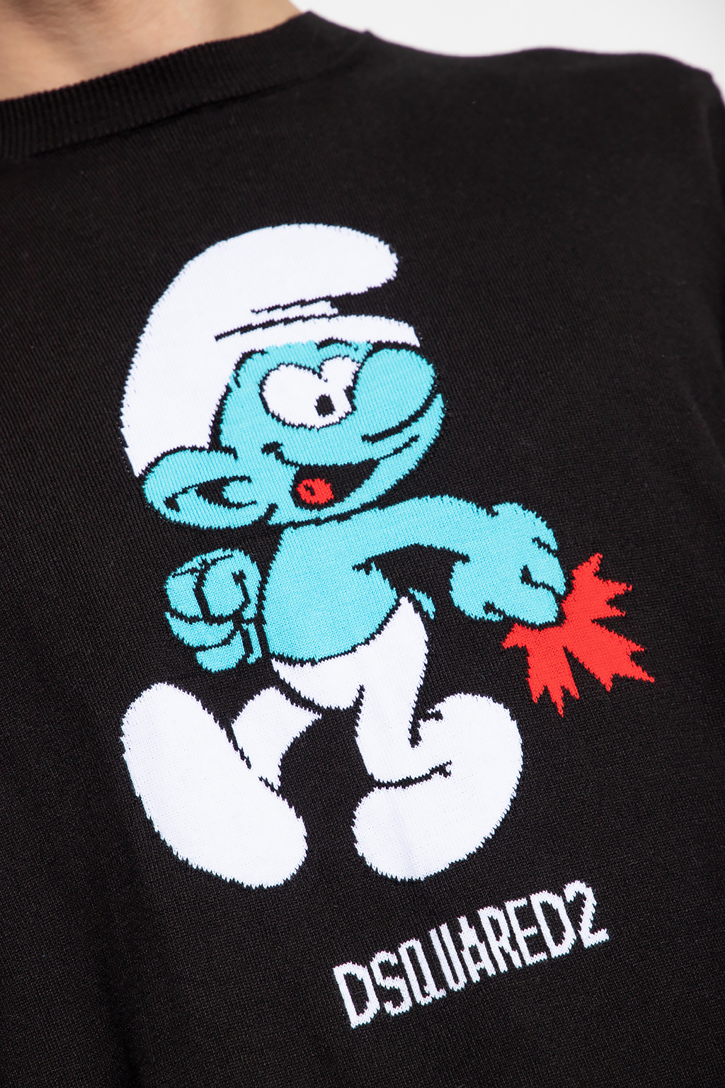 Dsquared2 Intarsia-knit Organic Cotton Jumper In Black