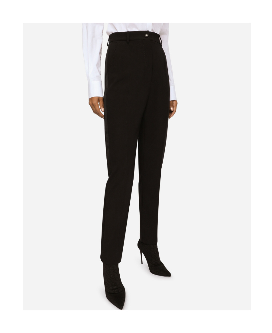 Dolce & Gabbana High-rise Wool And Silk-blend Tuxedo Pants In Black