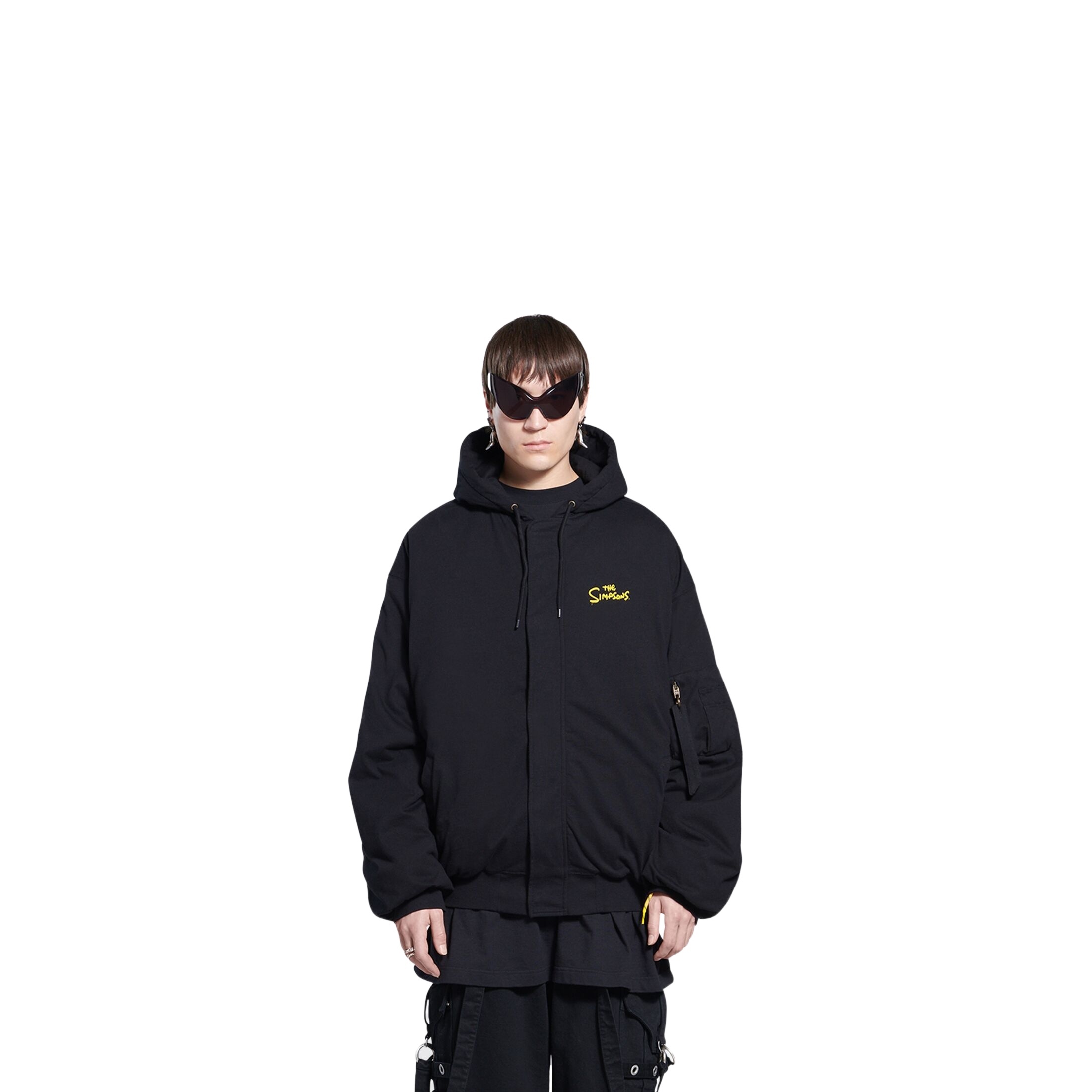 Balenciaga The Simpsons-print Oversized Hooded Jacket In Black