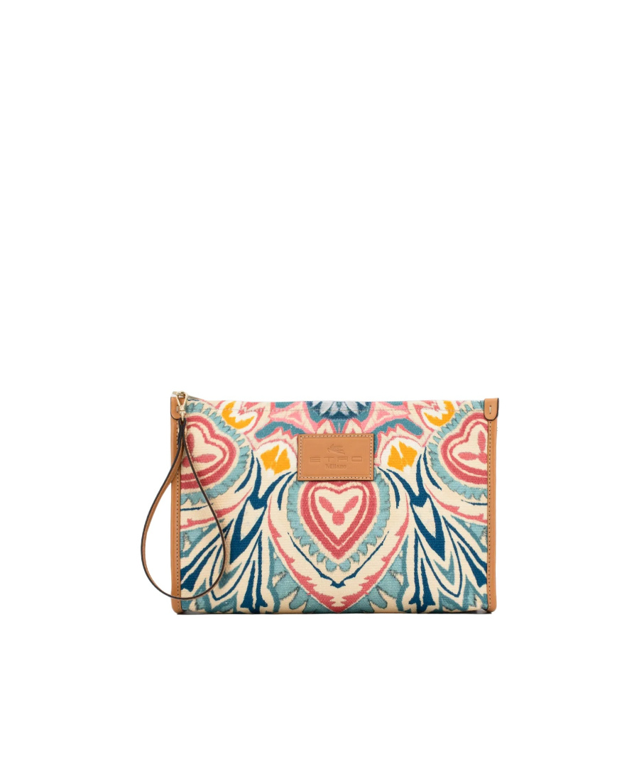 Etro Paisley-print Logo Clutch Bag In Multicolor