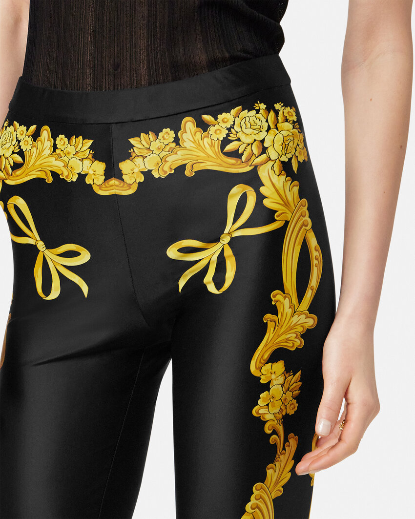 Versace Baroque Print Lycra Leggings In Black
