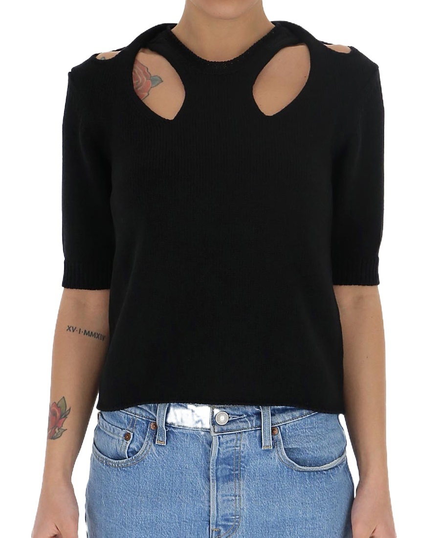 Chloé Cutout Cotton And Wool-blend Sweater In Black