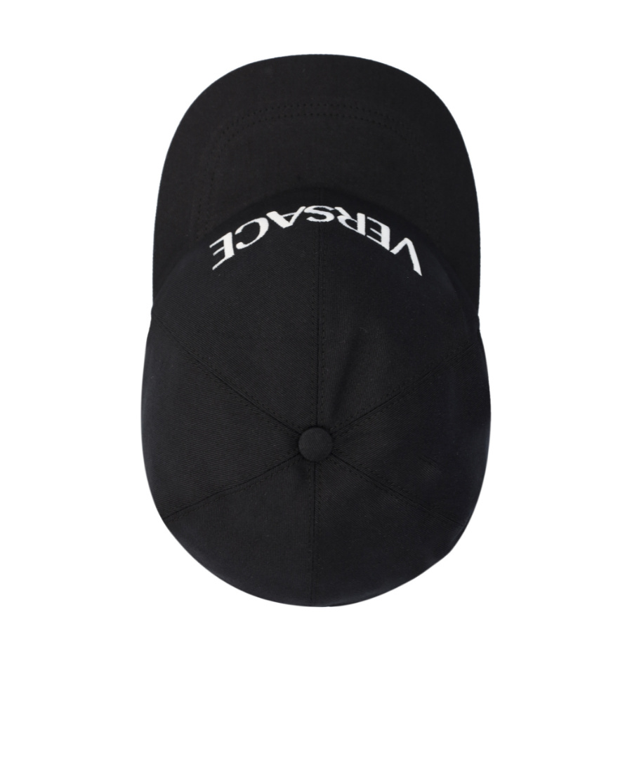 Versace Logo-embroidered Cotton Cap In Black