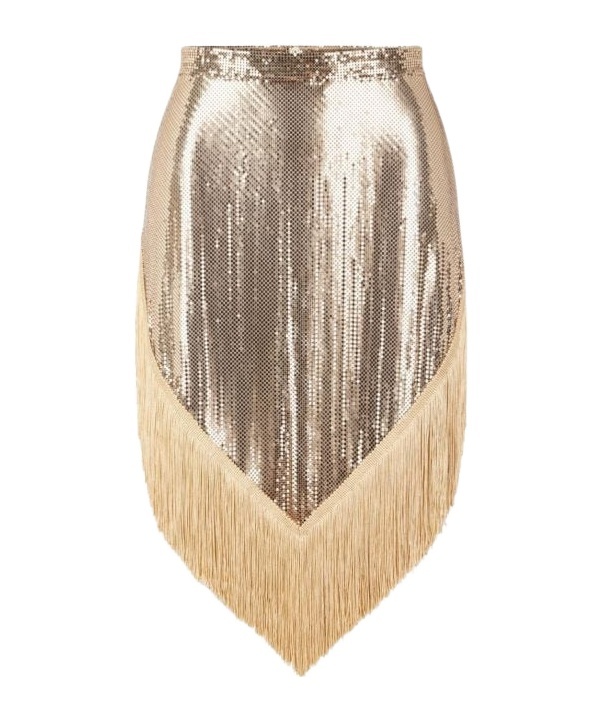 RABANNE CHAINMAIL FRINGED-HEM SKIRT