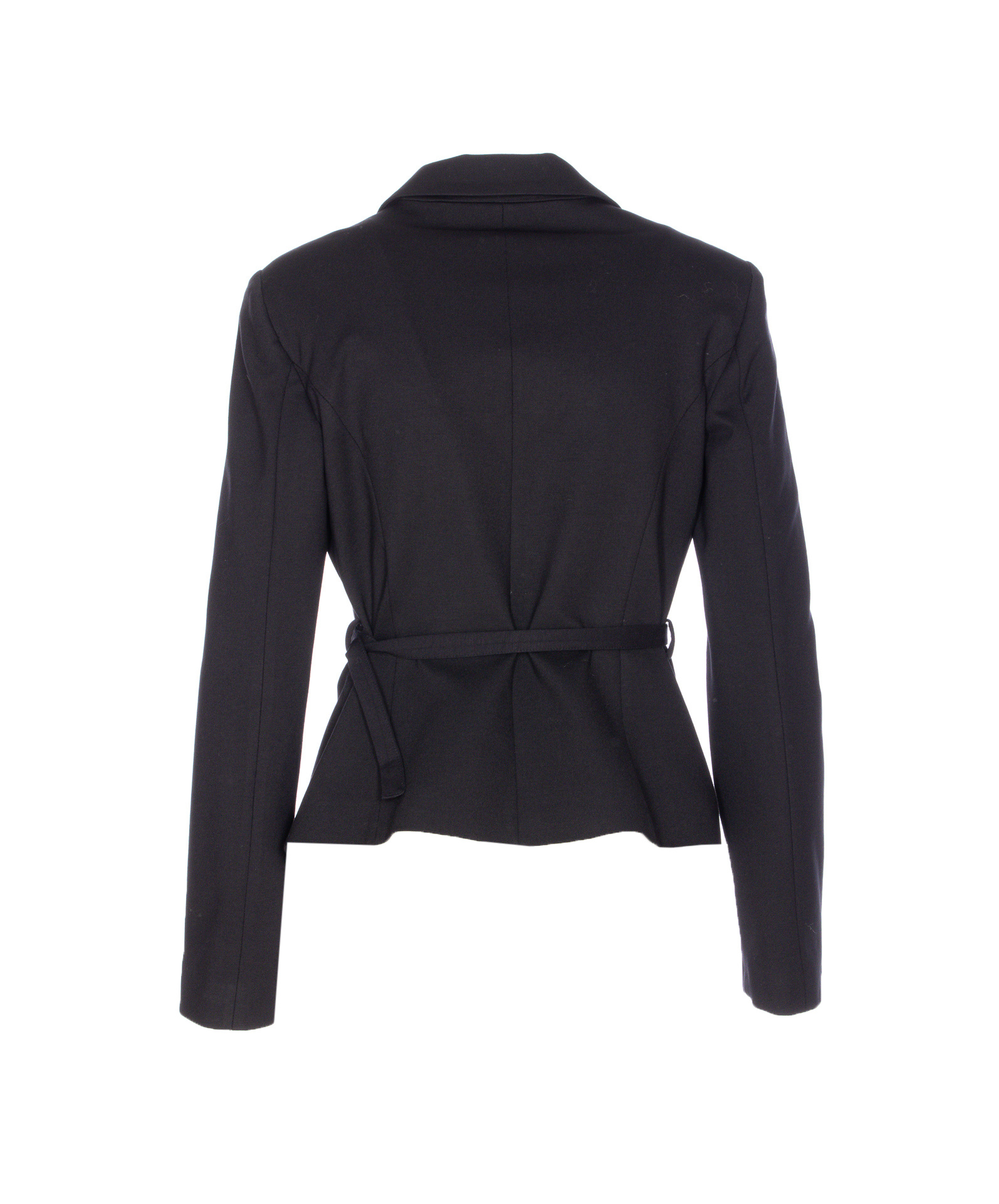 Liu •jo Belted Fitted Jacket V-neck In Black