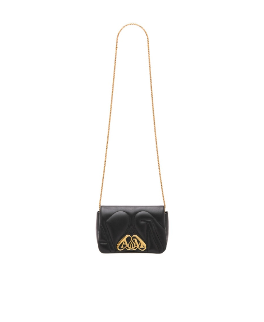 Alexander Mcqueen The Seal Mini Embellished Quilted Leather Shoulder Bag In Black