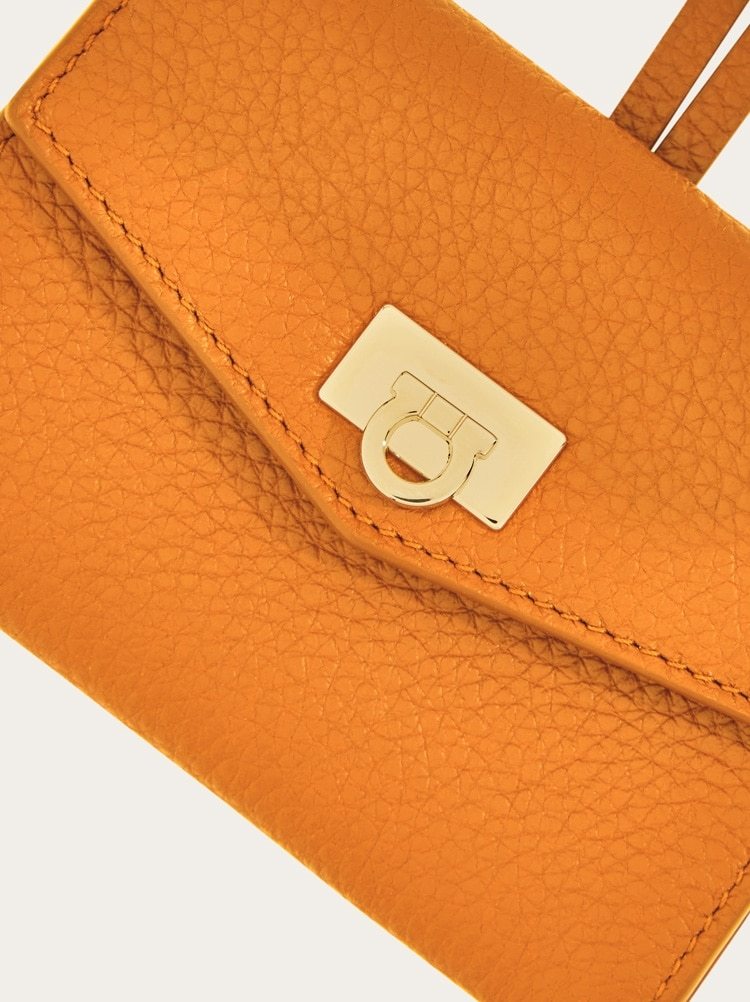 Ferragamo Card Holder Charm In Orange