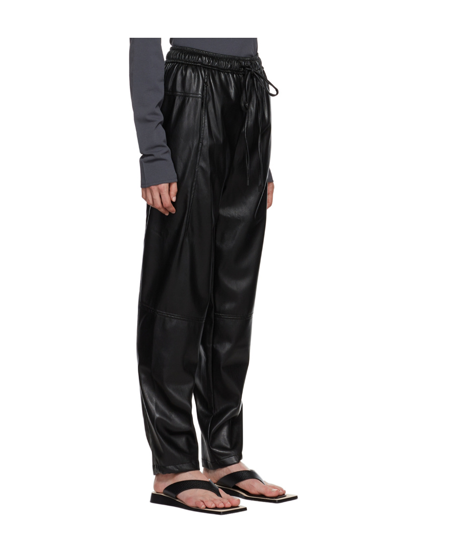 Low Classic Faux-leather Drawstring Trousers In Black