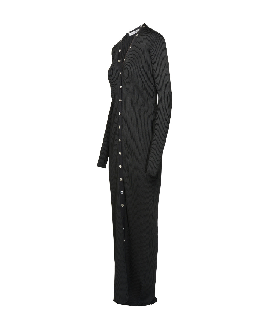 Attico Black Viscose Long Cardigan In Black