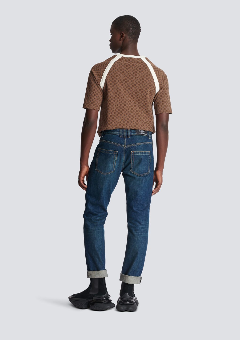 Balmain Vintage Logo-patch Straight-leg Jeans In Blue