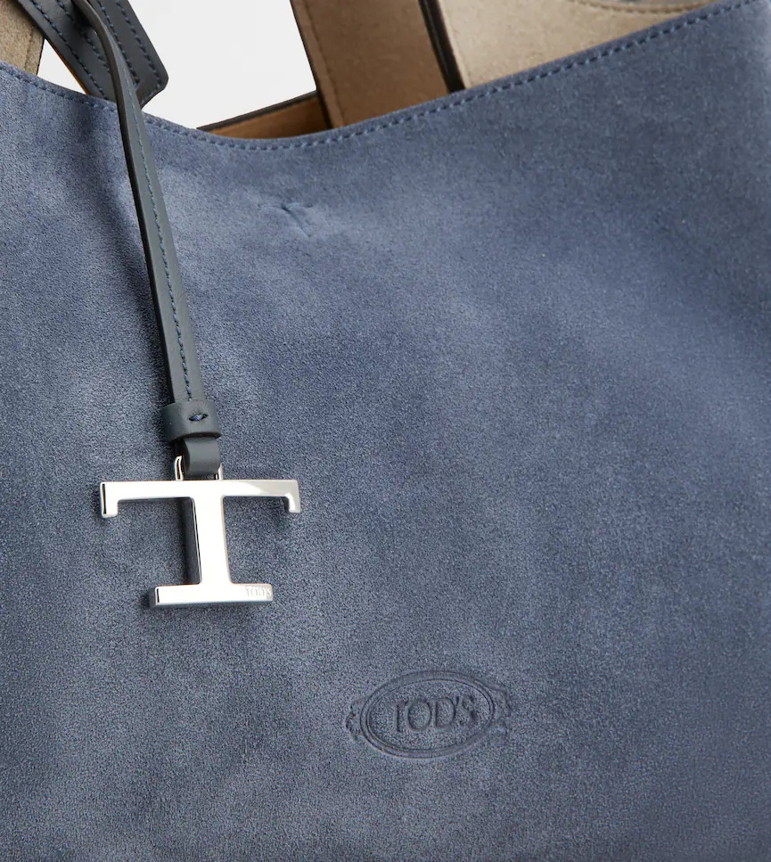 Tod's Mini Suede Leather Shoulder Bag In Gray