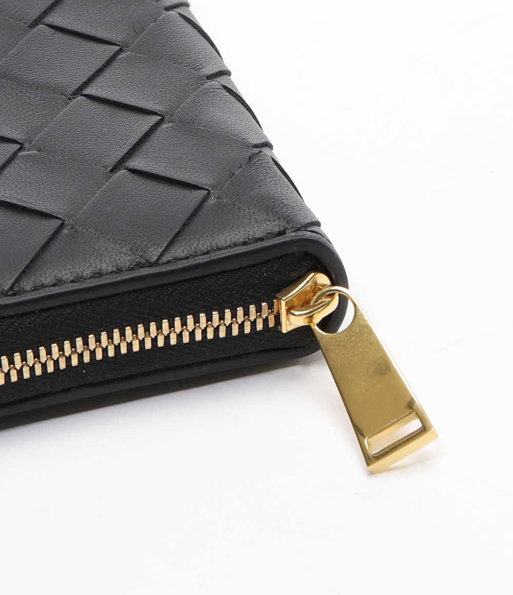 Bottega Veneta Intracciato Knitted Wallet In Black
