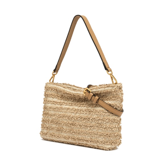Gianni Chiarini Woven Shoulder Bag In Nude