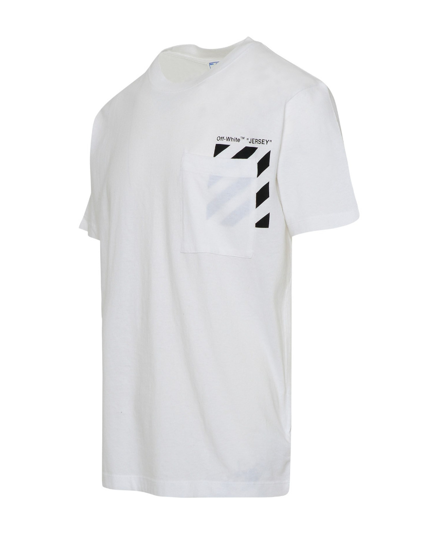 Off-white Diag-stripe Cotton T-shirt In White