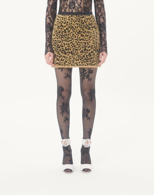 Valentino Jacquard Animal Print Lurex Knit Skirt Woman Animal Print Xs In Brown