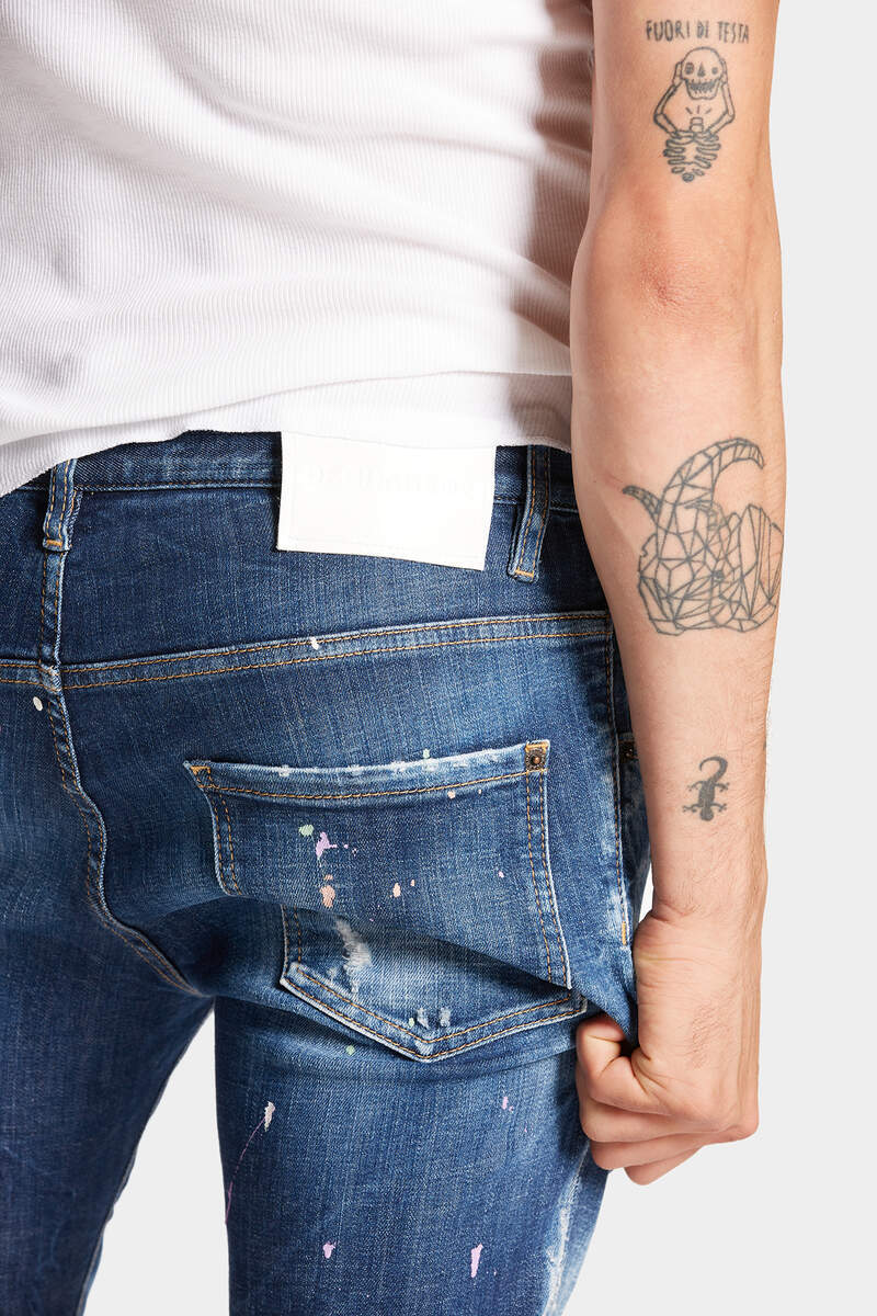 Shop Dsquared2 Paint-splatter Slim-cut Jeans In Blue