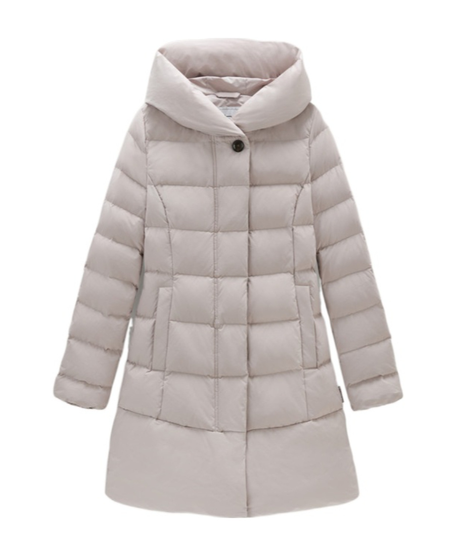 Woolrich Padded Hooded Coat In Gray