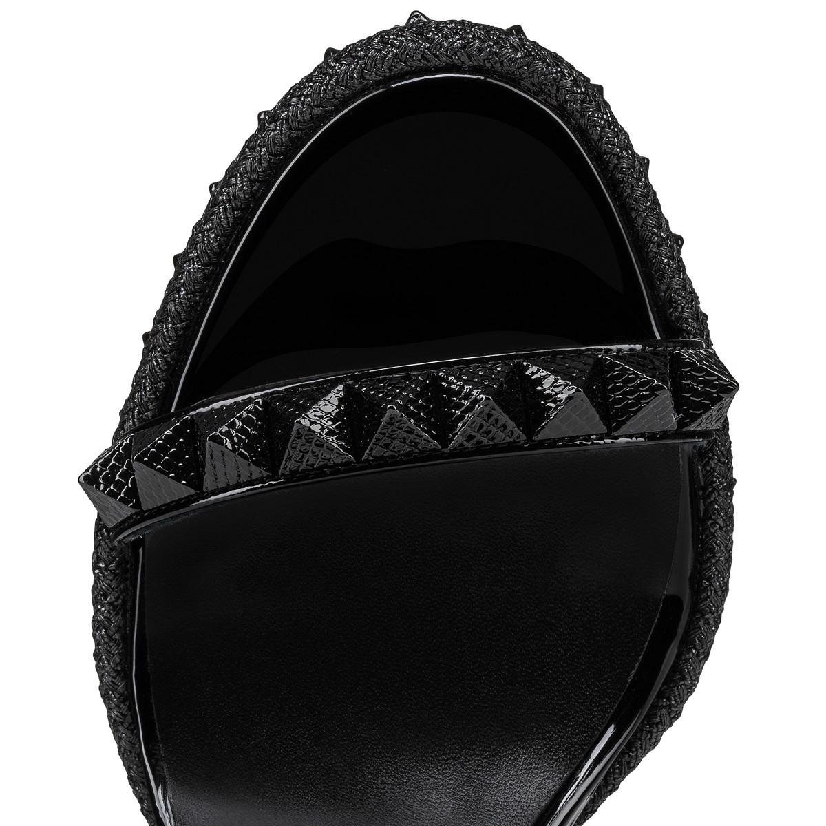 Christian Louboutin Pyraclou 110 Studded Velvet And Leather Wedge Sandals In Black