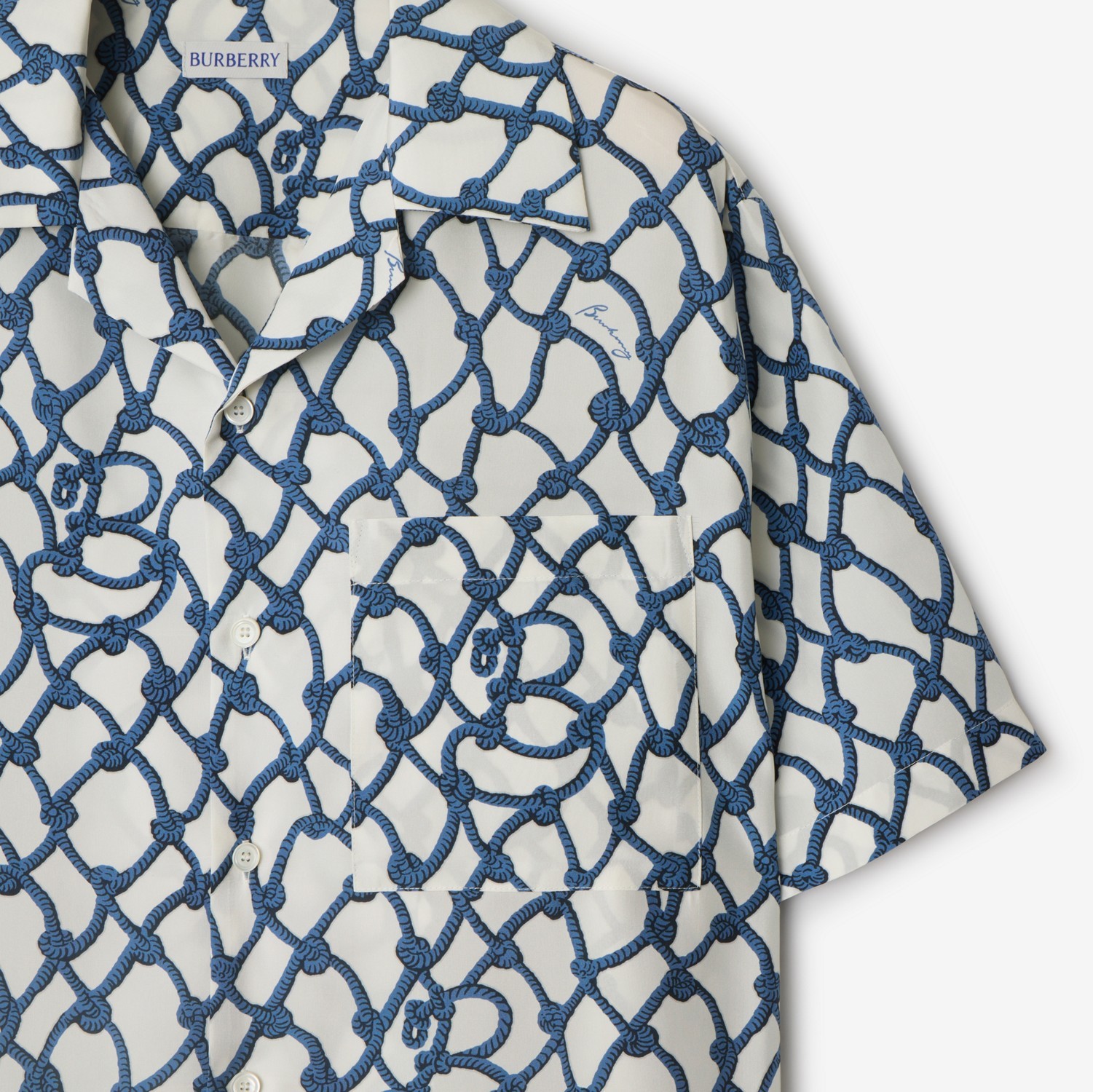 Burberry Regular Fit Knot Silk Shirt In Pool