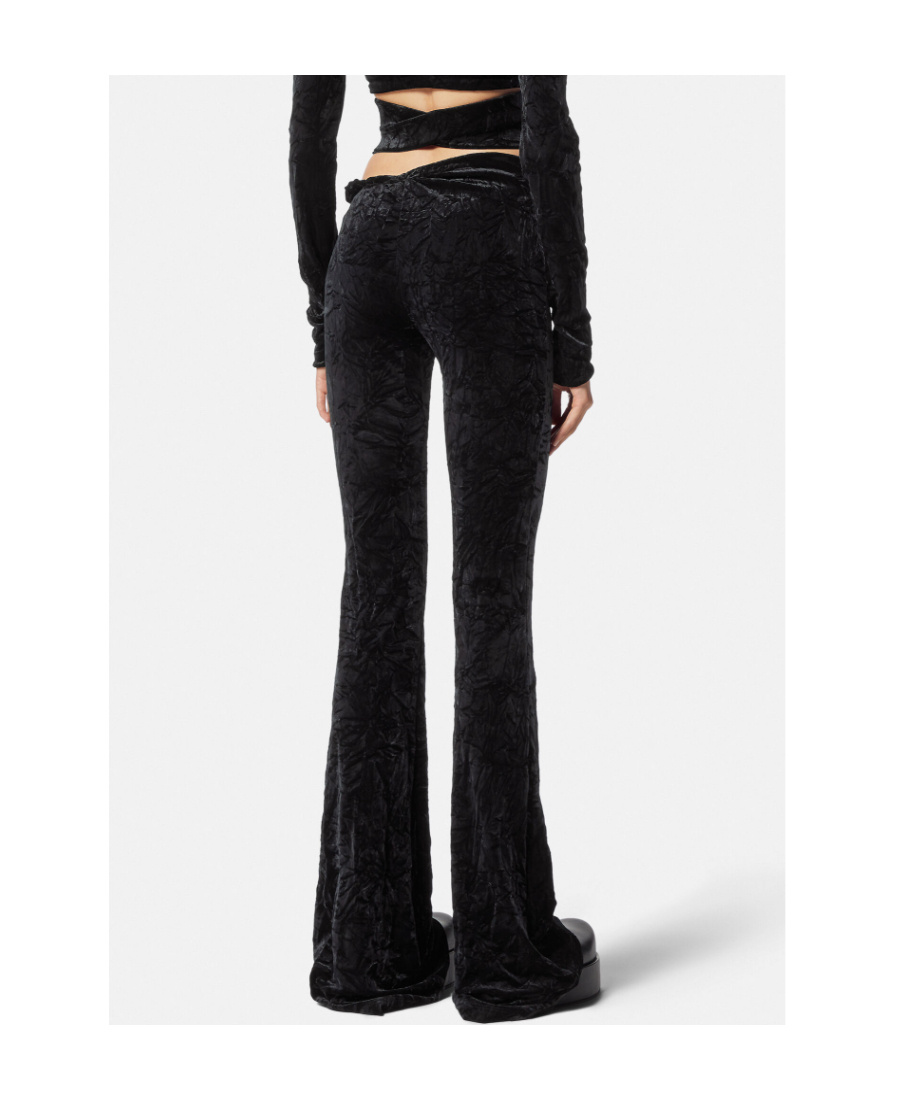 Versace Flared Velvet Trousers In Black