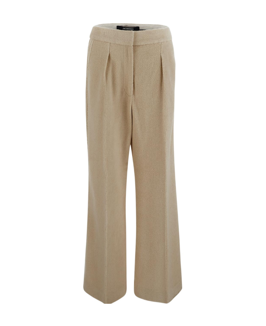 Shop Jacquemus Wide-leg Flared Trousers In Nude