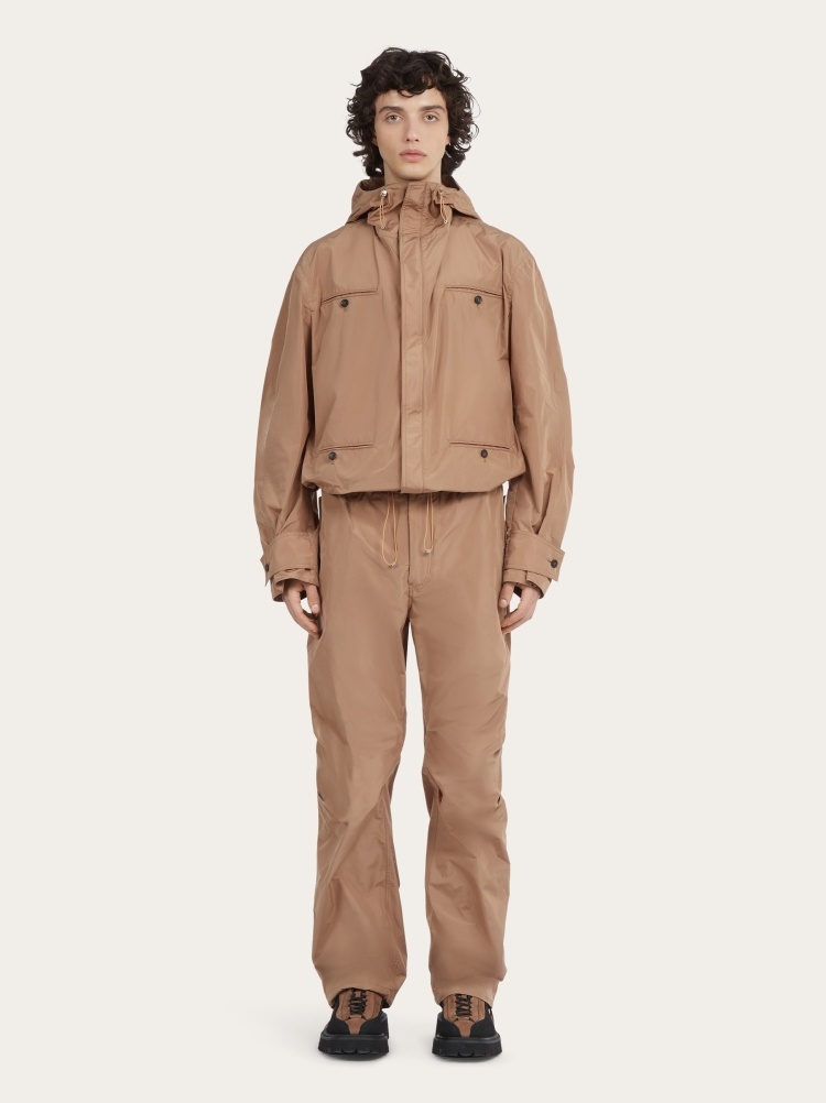 Ferragamo Hooded Casual Jacket In Brown