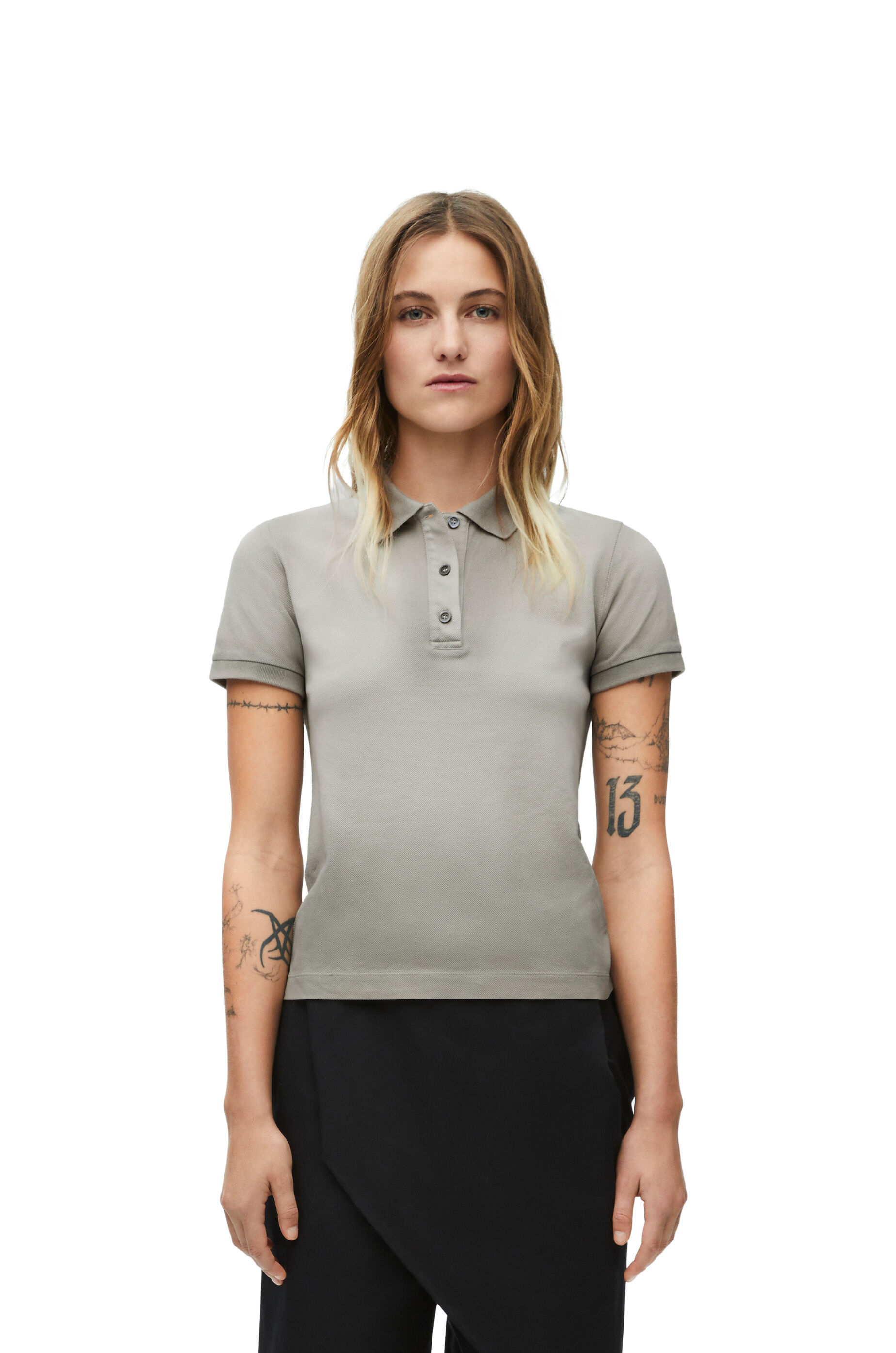 Loewe Faded-effect Short-sleeve Polo Shirt In Gray