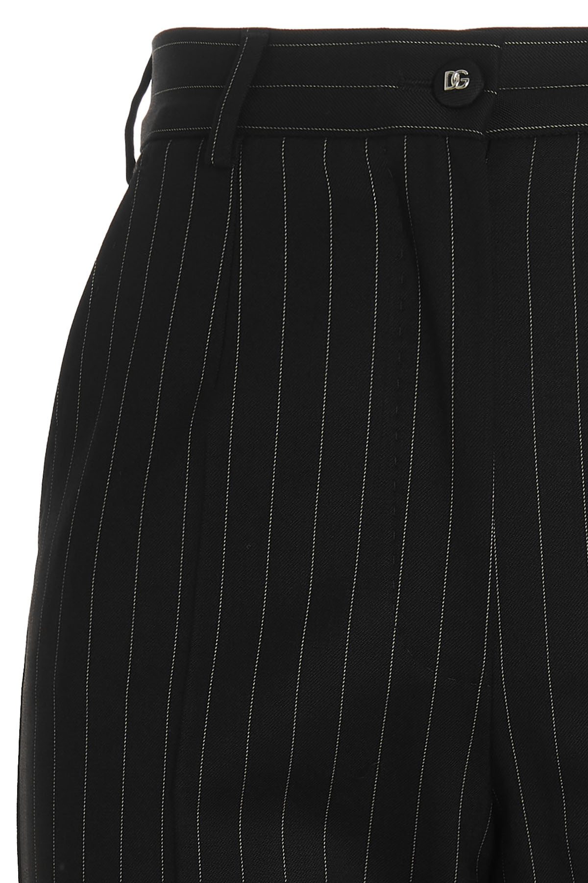 Dolce & Gabbana Striped Tailored High-waist Trousers In Black