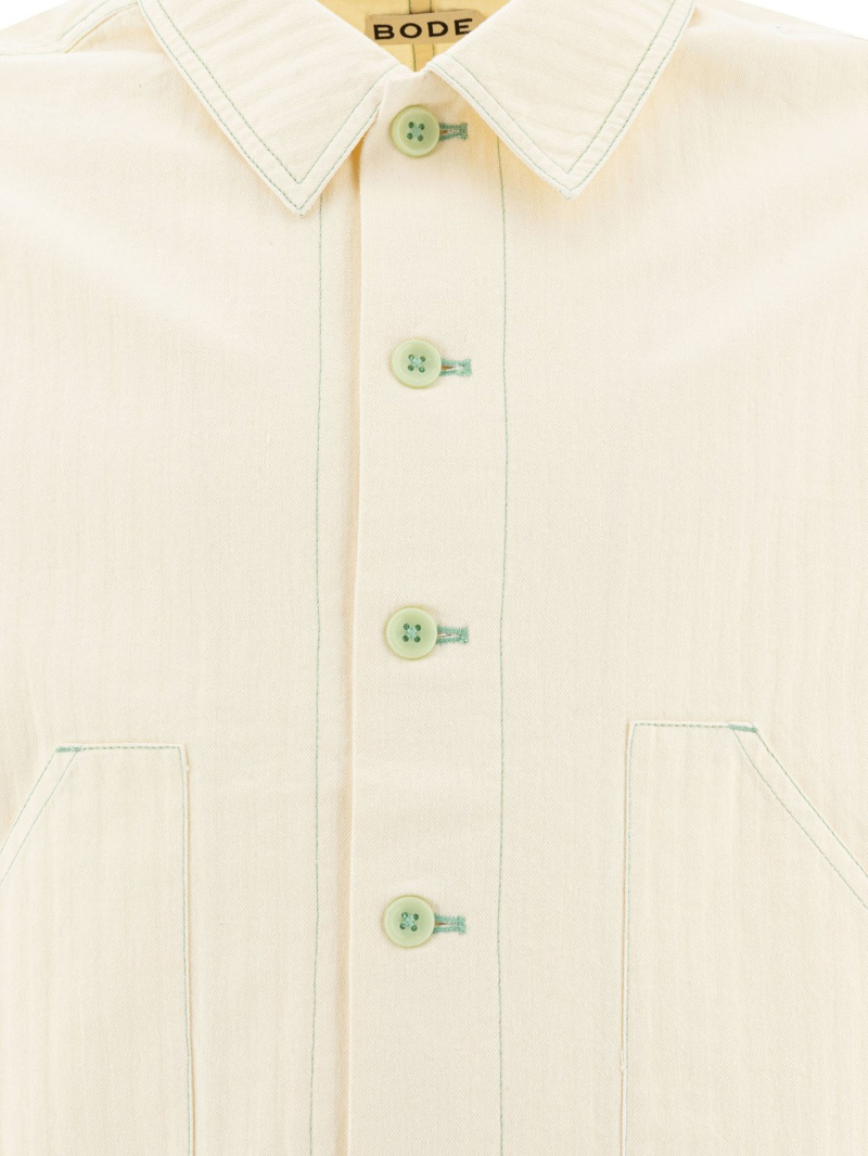 Bode Boxy Cotton Jacket With Button-up Front In White