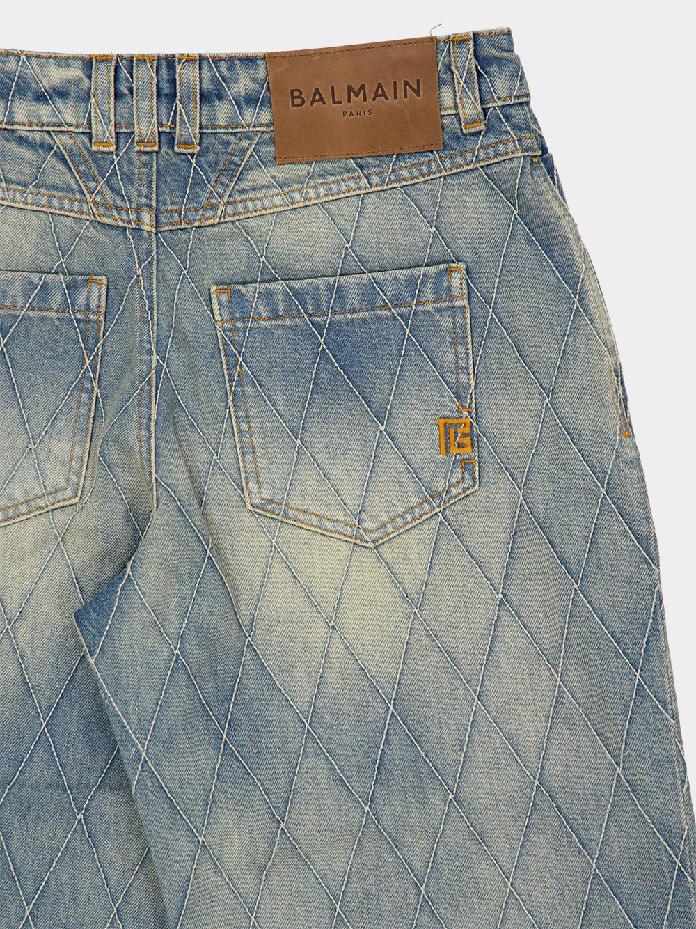 Balmain Quilted Faded Jeans In Multi