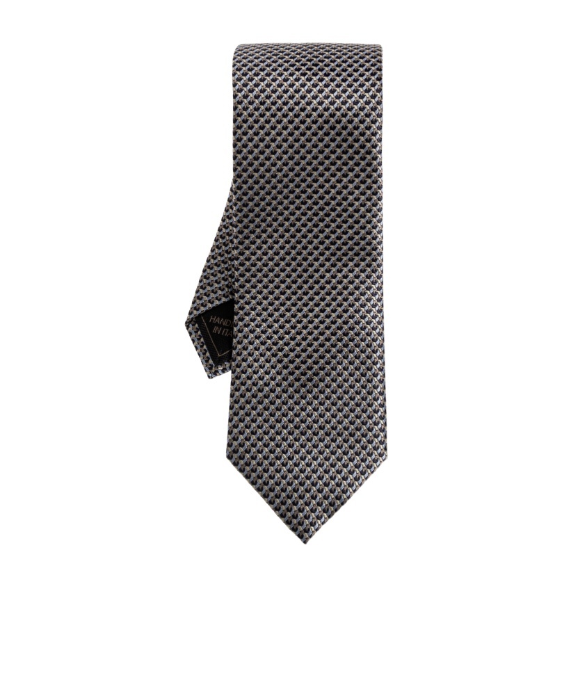 Brioni Geometric-pattern Silk Tie In Gray