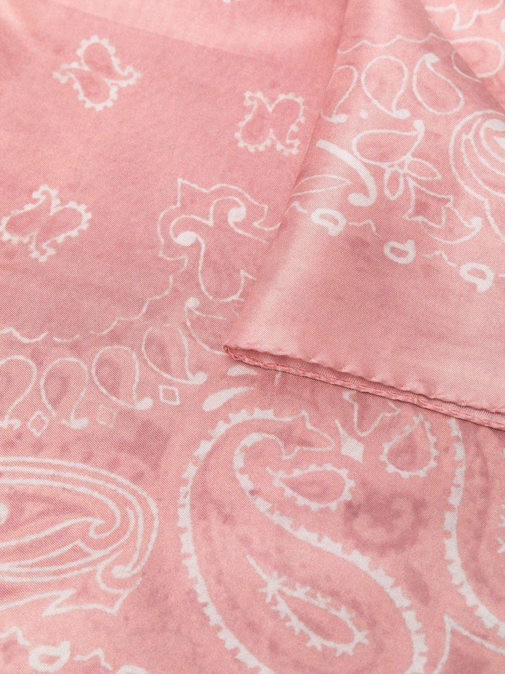 Golden Goose Pink Scarf In Silk With White Paisley Print In Pink